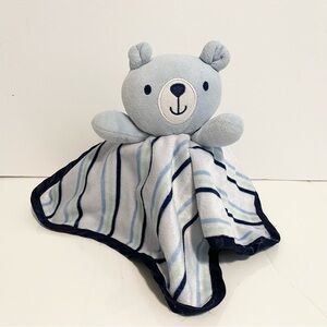 George Blue Bear Lovey Striped Baby Security Blanket Plush Satin Toy Soft Boy